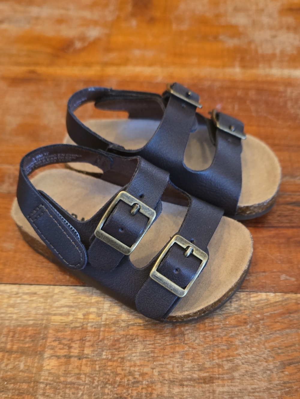 3-6 Month Old Navy Adjustable Brown Buckle Sandals